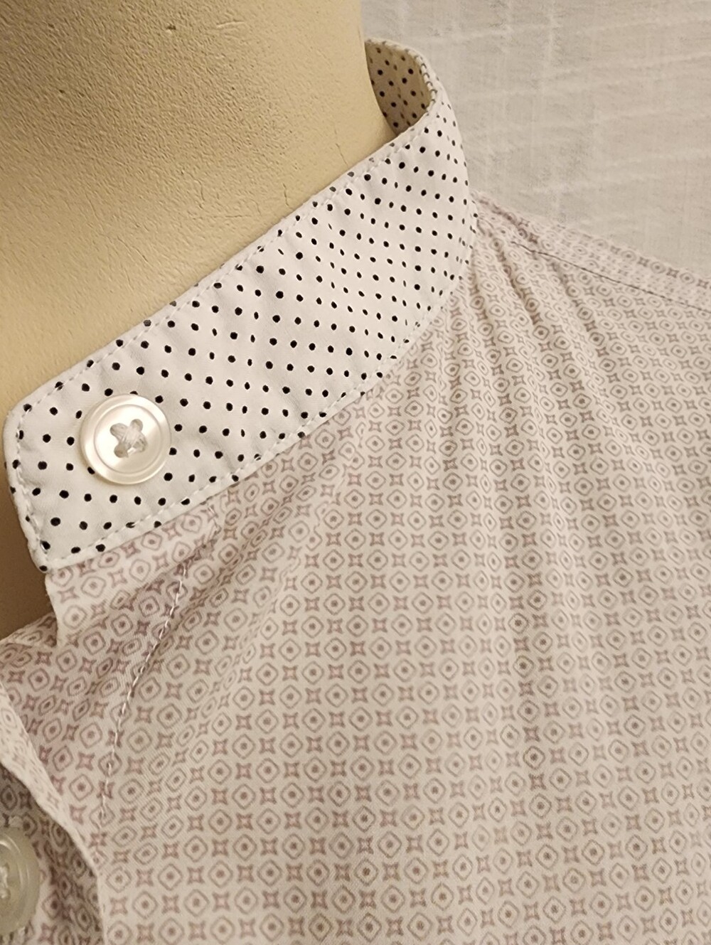 Uniqlo Ines De La Fressange W M Mandarine Collar L/S Two Print Shirt A423